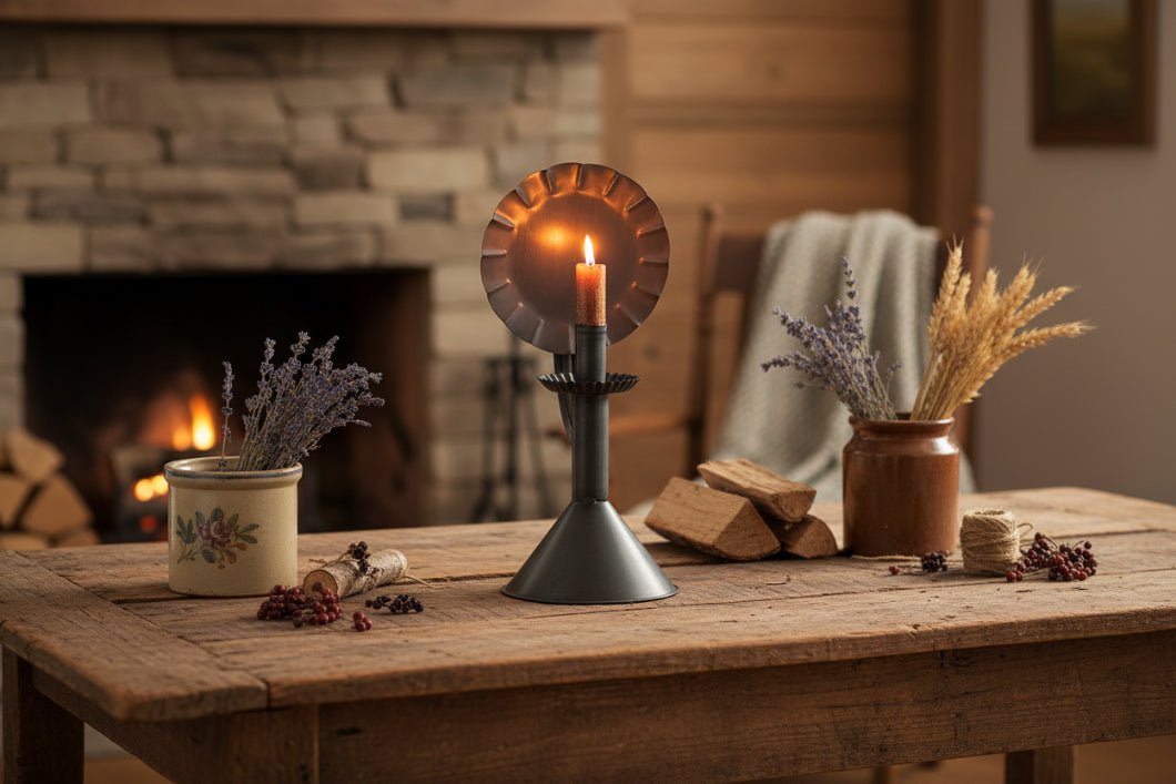 Primitive Colonial Hearthside Accent Light in Kettle Black - The Primitive Pineapple Collection