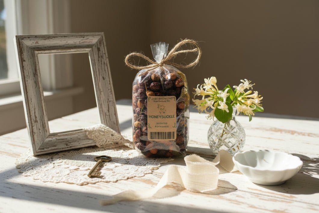 Handcrafted USA Farmhouse Honeysuckle Potpourri w/Rosehips - The Primitive Pineapple Collection
