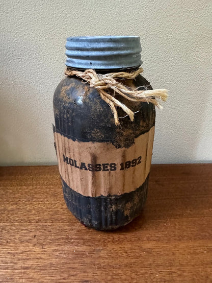 Primitive Colonial Handcrafted 1892 Molasses Jar