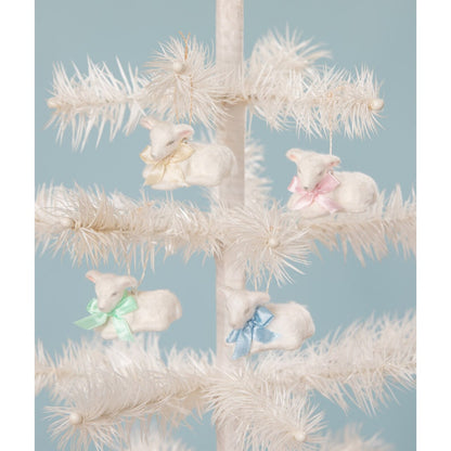 Bethany Lowe Christmas Pastel Fuzzy Lamb Ornaments Set of 3
