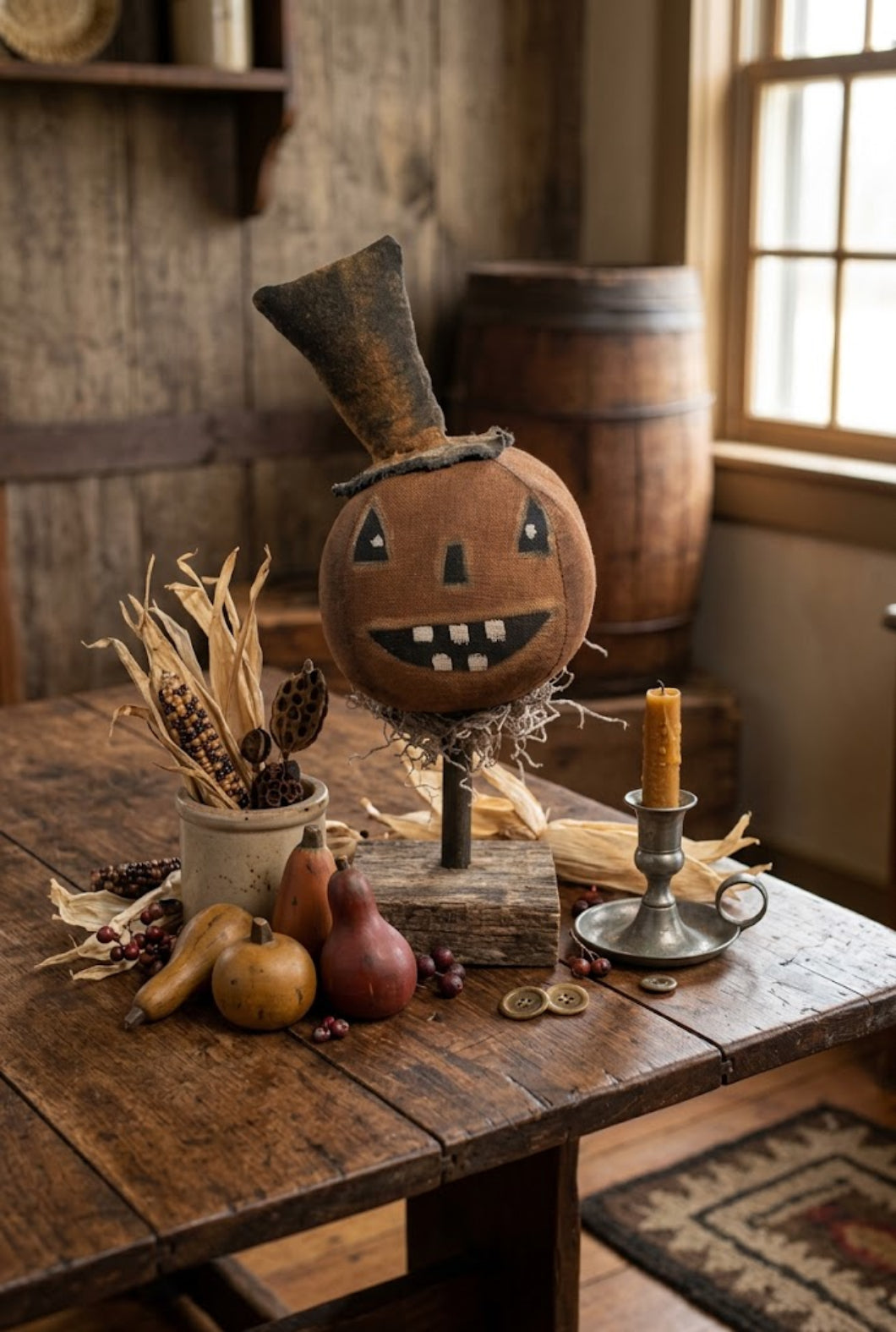 Primitive Handcrafted Halloween Jerry Jack-O&
