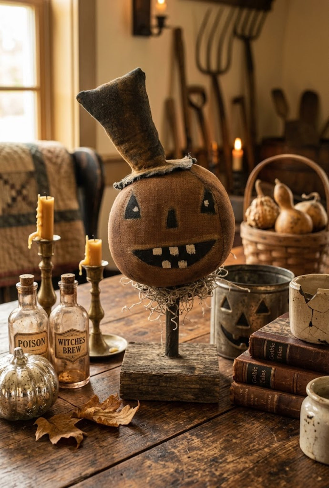 Primitive Handcrafted Halloween Jerry Jack-O&