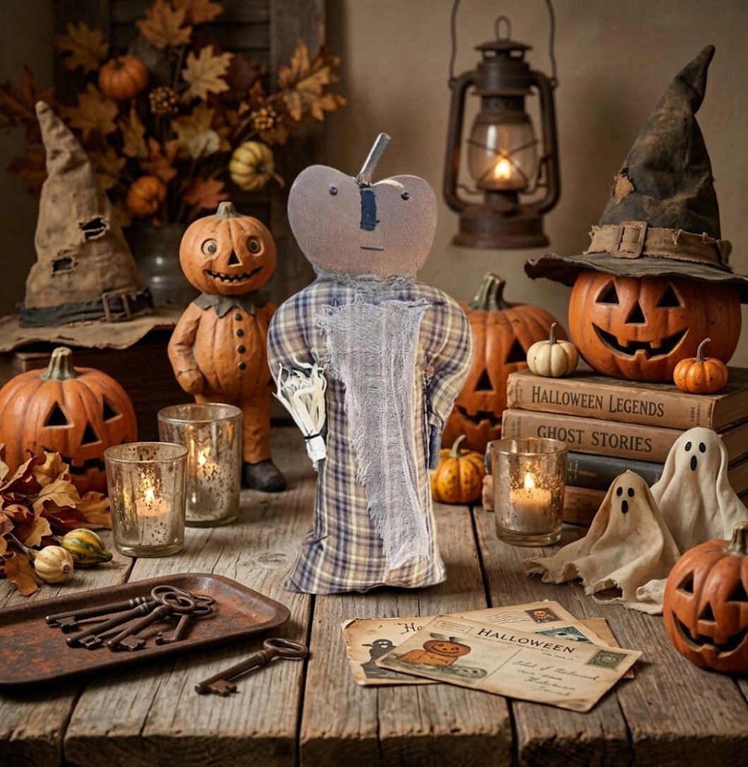 Primitive/Country Halloween Fall Peter Pumpkin Stump Doll 16" - The Primitive Pineapple Collection