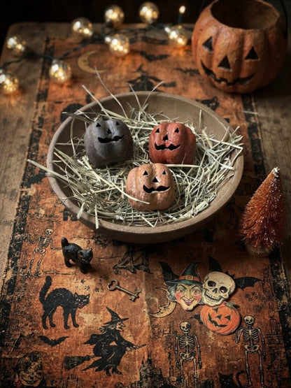 Primitive Farmhouse 3pc Jack O Lantern Bowl Fillers w/ Prim Grass USA - The Primitive Pineapple Collection