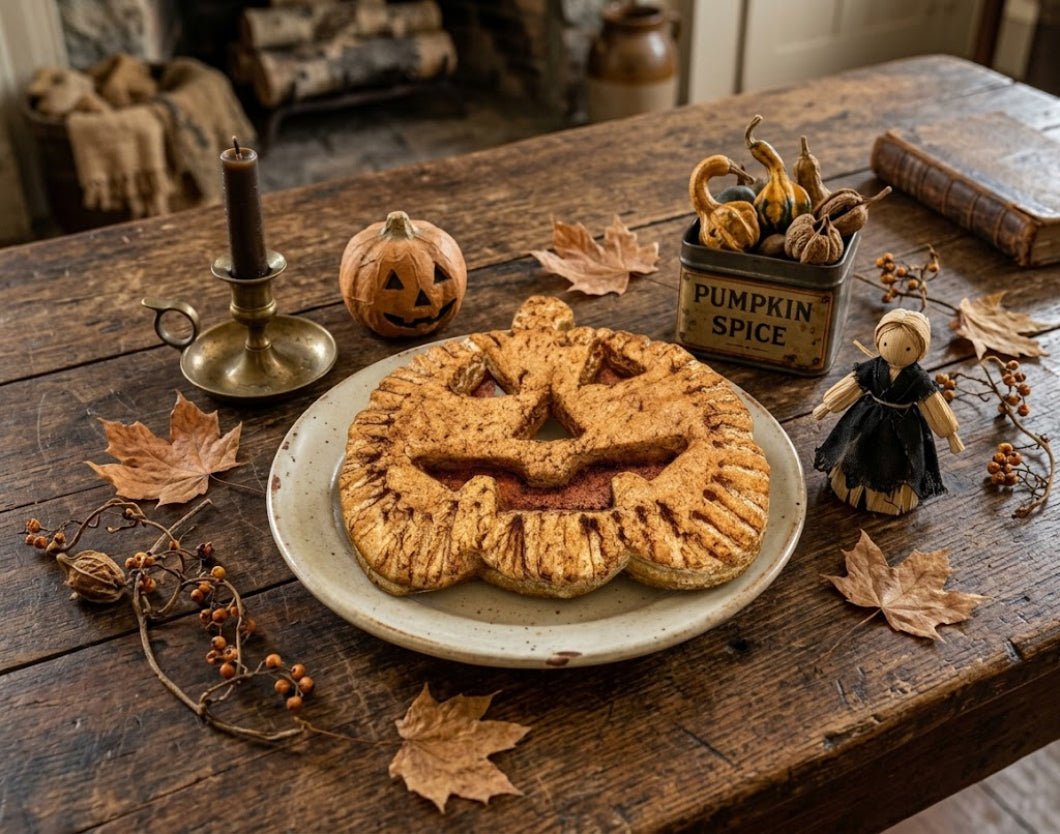 Primitive Handmade Scented Jack O Lantern Cookie – 4" Halloween Folk Art Faux Food - The Primitive Pineapple Collection