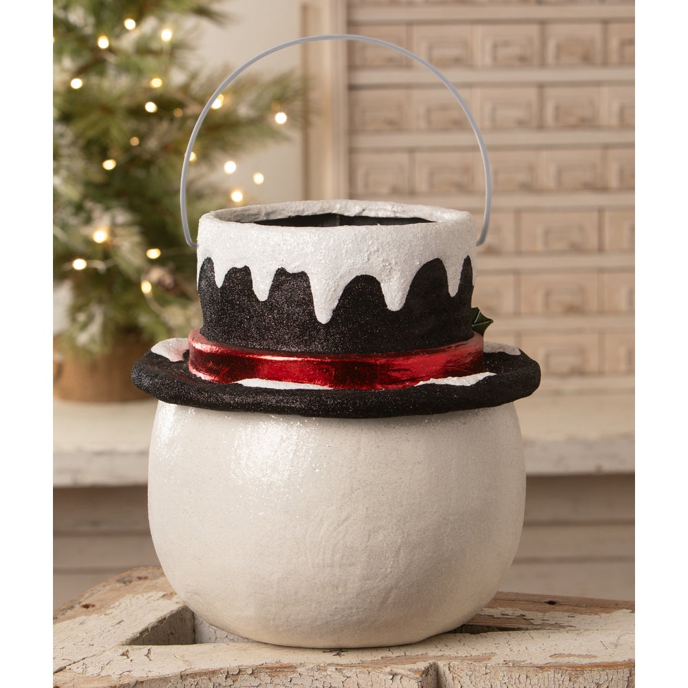 Bethany Lowe Christmas Holly Hat Snowman Lg KA4113 - The Primitive Pineapple Collection