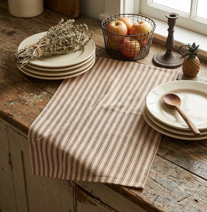 Primitive Barn Red York Ticking Towel