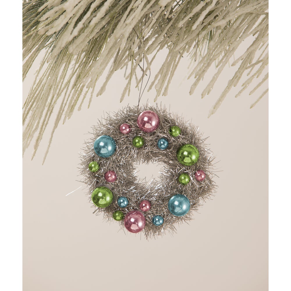 Bethany Lowe Easter Pastel Tinsel Wreath Ornament LC1550
