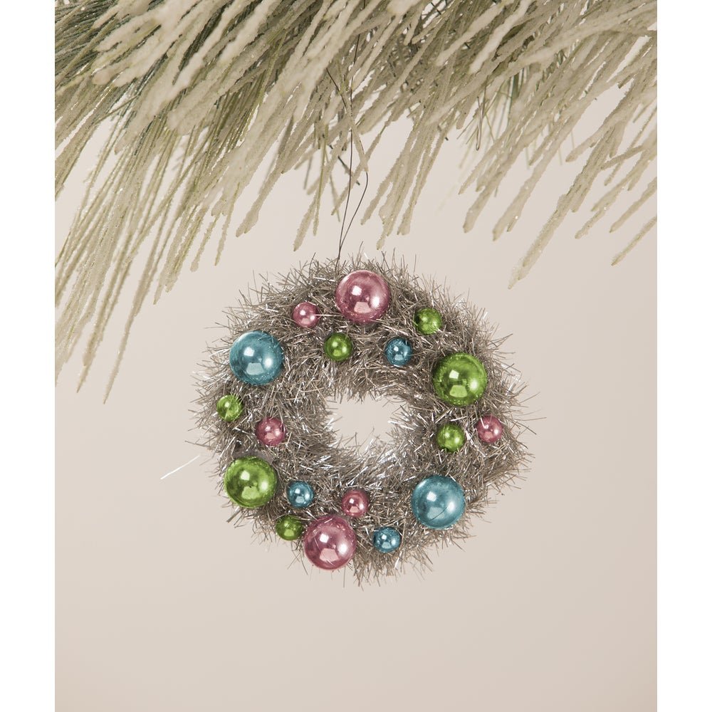 Bethany Lowe Easter Pastel Tinsel Wreath Ornament LC1550 - The Primitive Pineapple Collection