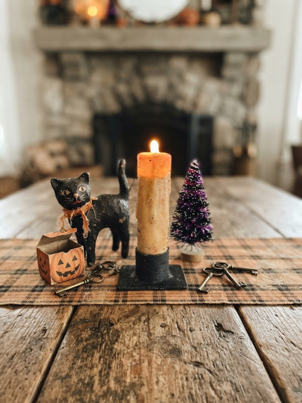 Primitive 4" Mustard Flicker Nub LED Timer Taper Candle