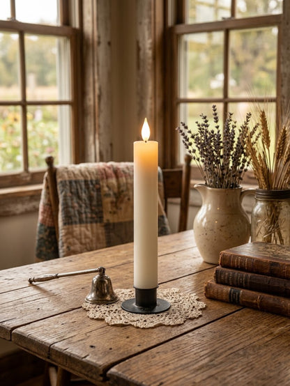 Primitive 8.25" Thick Ivory LED Taper Candle