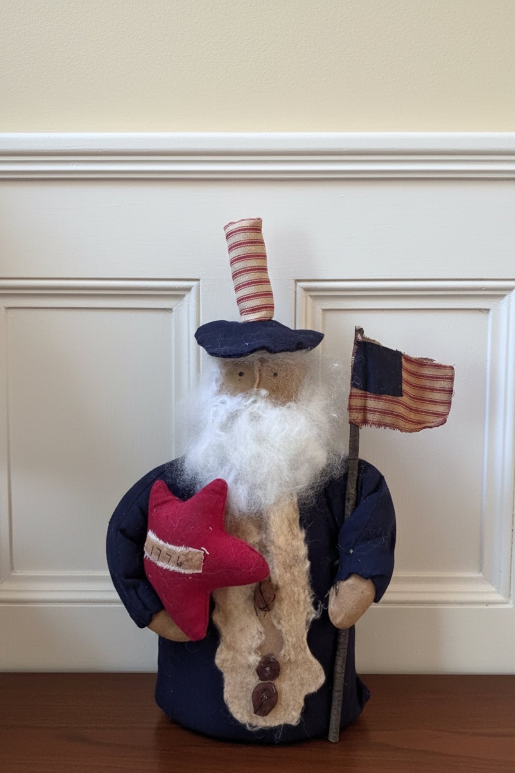 Primitive Handcrafted Uncle Sam Stump Doll | 1776 Patriotic