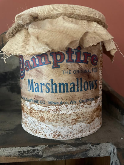 Primitive Colonial Handcrafted  Vintage Inspired  Campfire Marshmallow Can