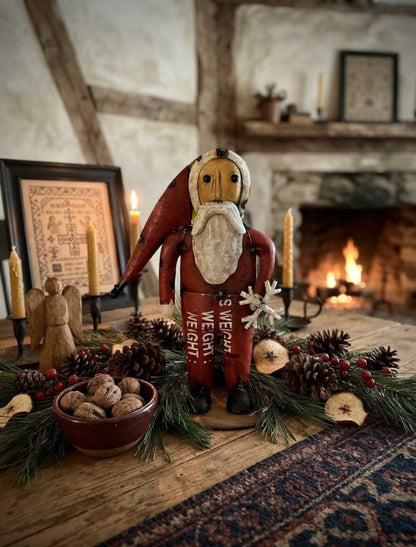 Primitive Christmas 10.25" Recycled Metal Winter Santa Figurine - The Primitive Pineapple Collection