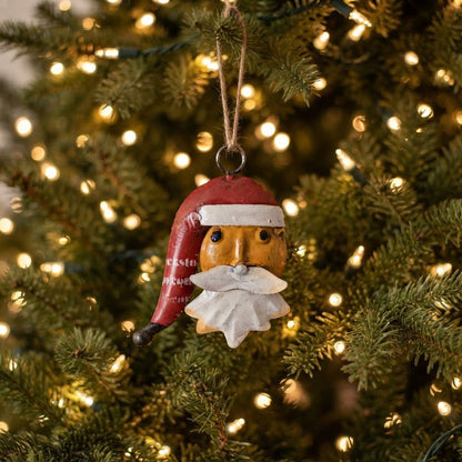 Primitive Christmas Recycled Metal Kris Kringle Ornament