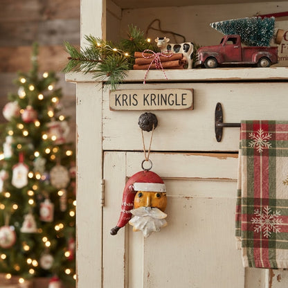 Primitive Christmas Recycled Metal Kris Kringle Ornament