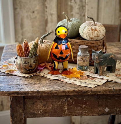 Primitive Halloween Recycled Metal Salem JOL Warlock Figurine - The Primitive Pineapple Collection