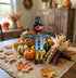 Primitive Halloween Recycled Metal Scarecrow with Crow Figurine - The Primitive Pineapple Collection