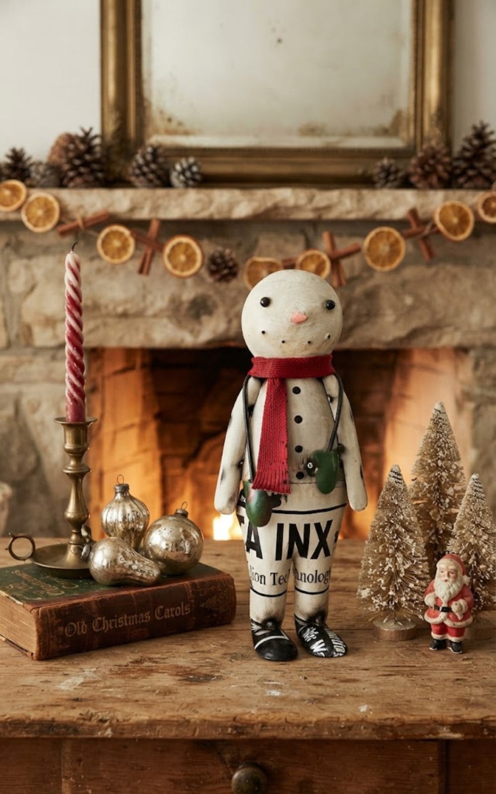 Primitive Christmas 11.25" Recycled Metal Snowman with Mittens - The Primitive Pineapple Collection