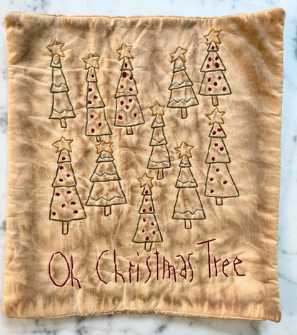 Primitive Handmade Candle Mat Grungy Oh Christmas Tree Mat USA - The Primitive Pineapple Collection