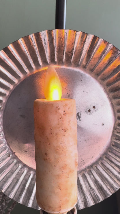 Primitive Grungy Burnt Ivory 4" Moving flame Electric Light bulb