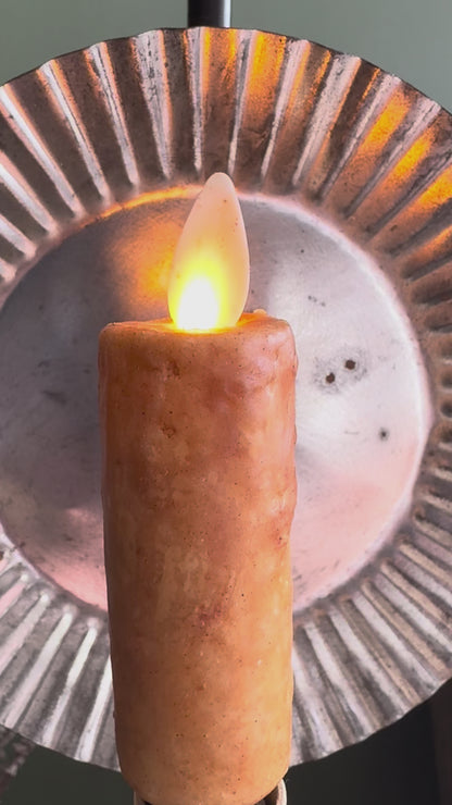 Primitive Grungy Mustard 4" Moving flame Electric Light bulb