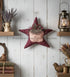 Primitive Christmas Red Ticking Star with Candy Cane 11" - The Primitive Pineapple Collection
