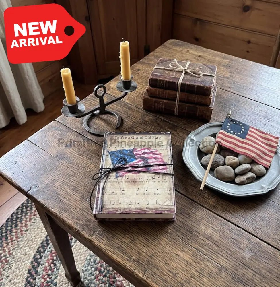 Primitive Colonial Handcrafted Vintage Look Grand Old Flag Book - The Primitive Pineapple Collection