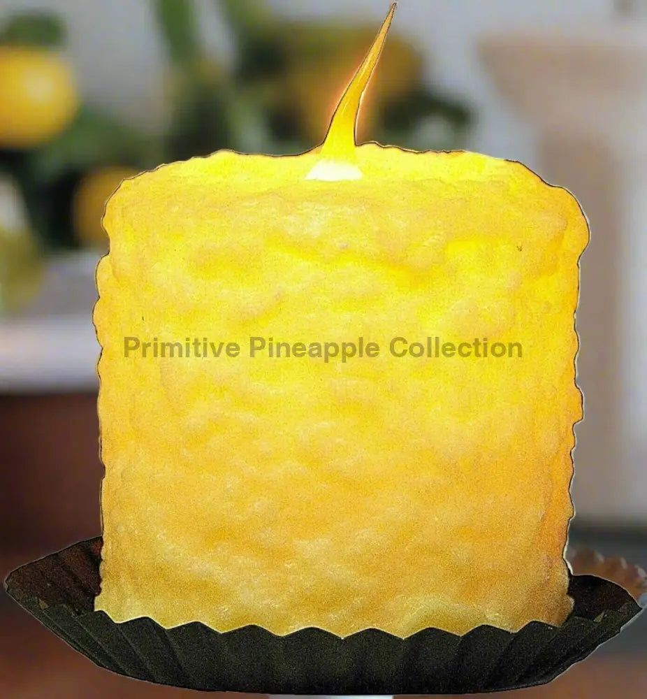 Primitive/Country Handcrafted Electric Hearth Candle LEMON BLISS 5" x 4&
