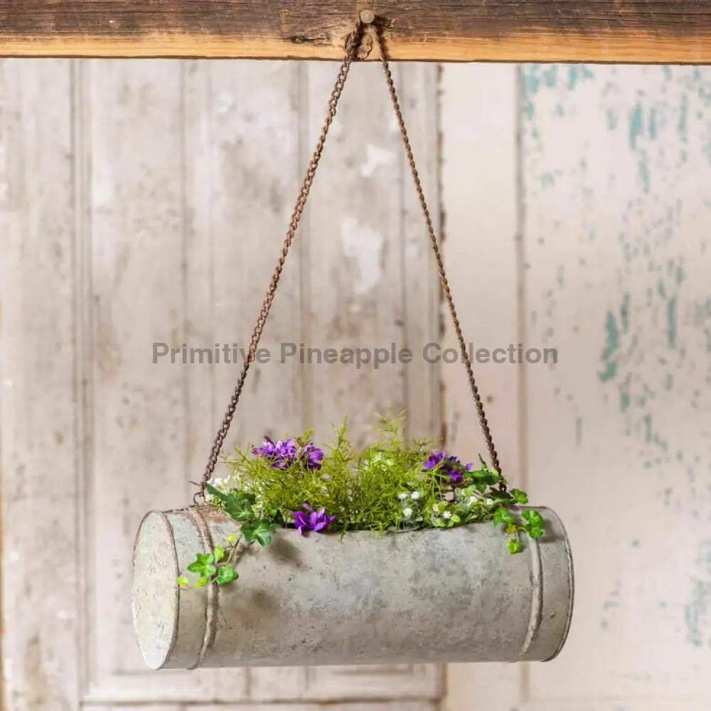 Primitive/Farmhouse Hanging Rustic Tin Planter Garden - The Primitive Pineapple Collection