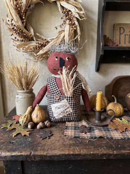 Primitive Fall Halloween Handcrafted 13" Percy Pumpkin Boy Stump Doll
