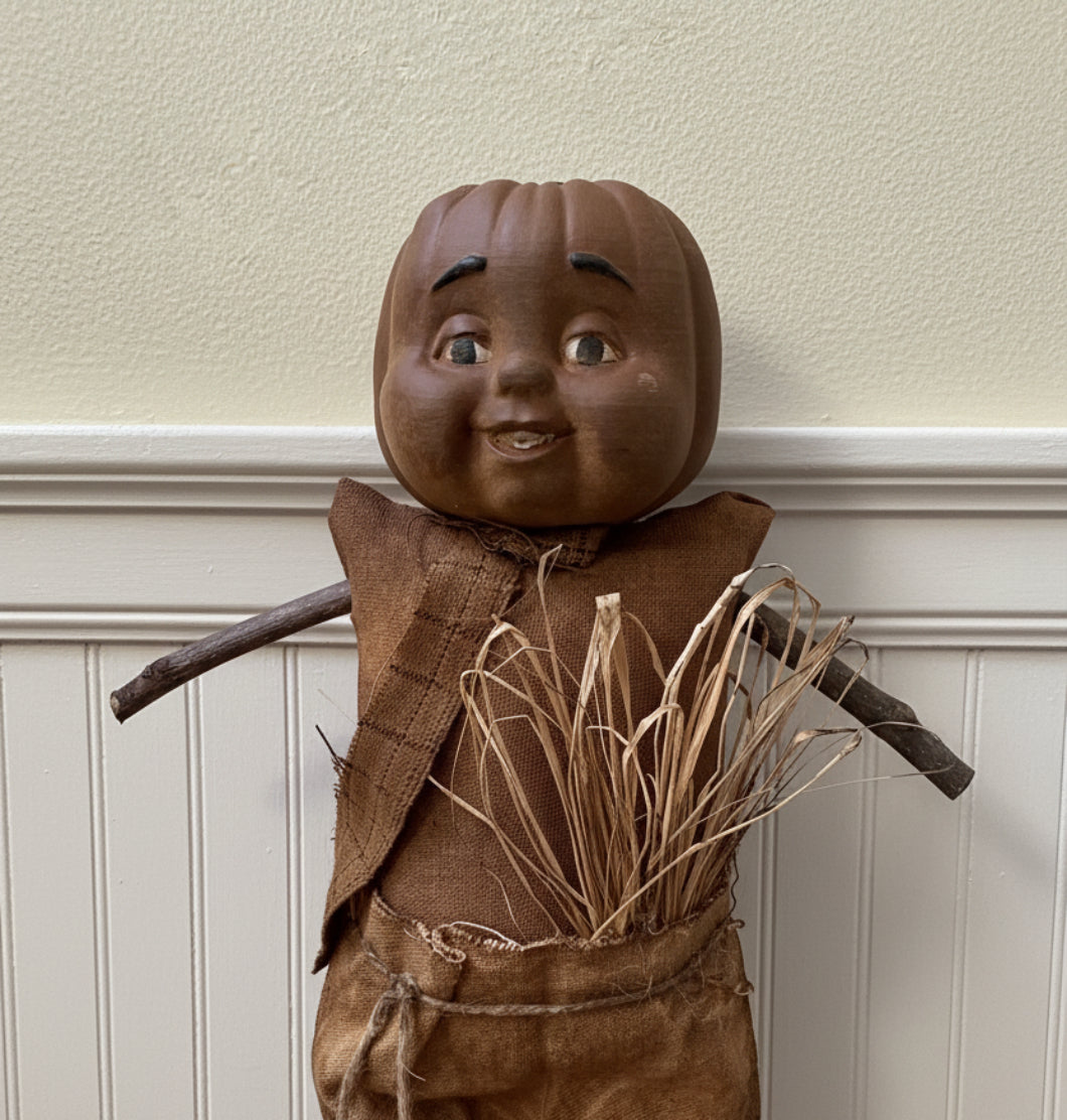 Primitive Handcrafted One of a Kind Halloween Pumpkin Man Doll