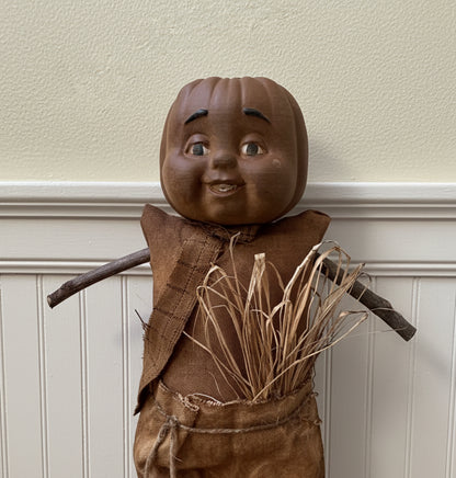 Primitive Handcrafted One of a Kind Halloween Pumpkin Man Doll