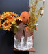 Primitive Handcrafted Halloween 12" Pumpkin Man in Hanging Fabric Pouch - The Primitive Pineapple Collection