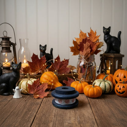 Primitive Wood Spool w/ Halloween Ribbon 4 Designs