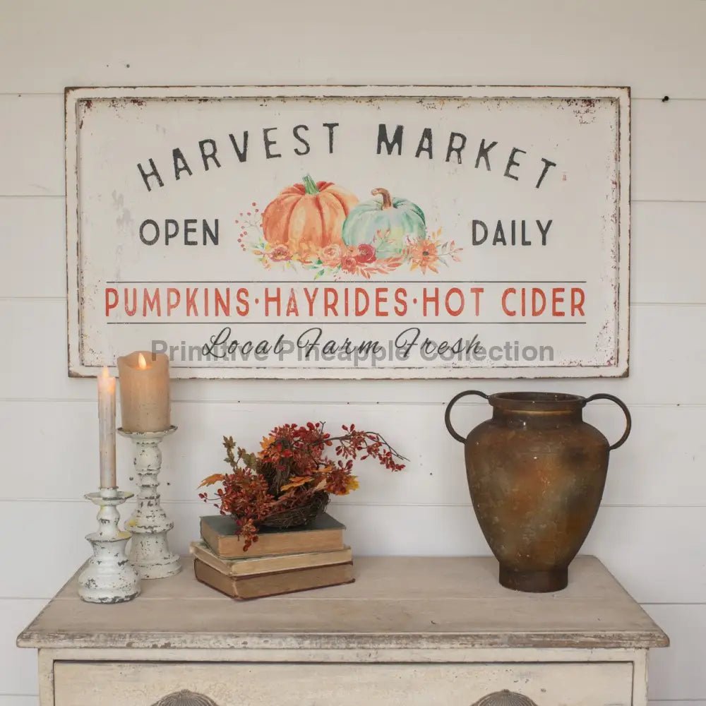 Ragon House Autumn Harvest Market Open Daily Pumpkins Sign 36” - The Primitive Pineapple Collection