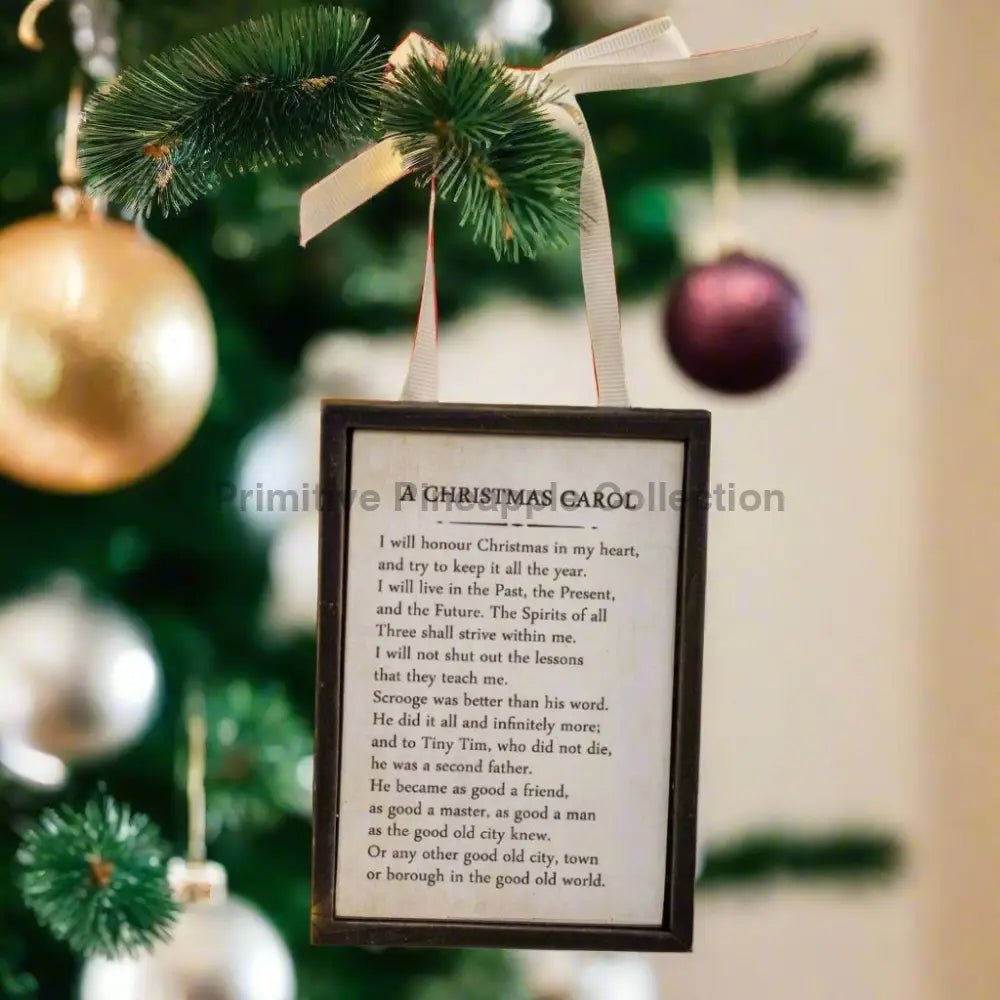 Ragon House Christmas Vintage Look 3.75" A Christmas Carol Sign Ornament - The Primitive Pineapple Collection