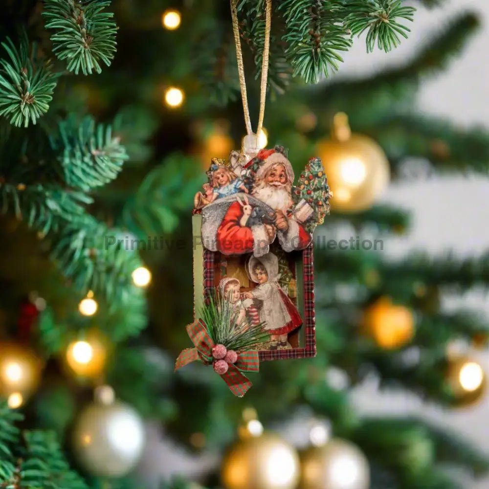 Ragon House Christmas Vintage Look 5.5" Santa w/ Children At Christmas Ornament - The Primitive Pineapple Collection