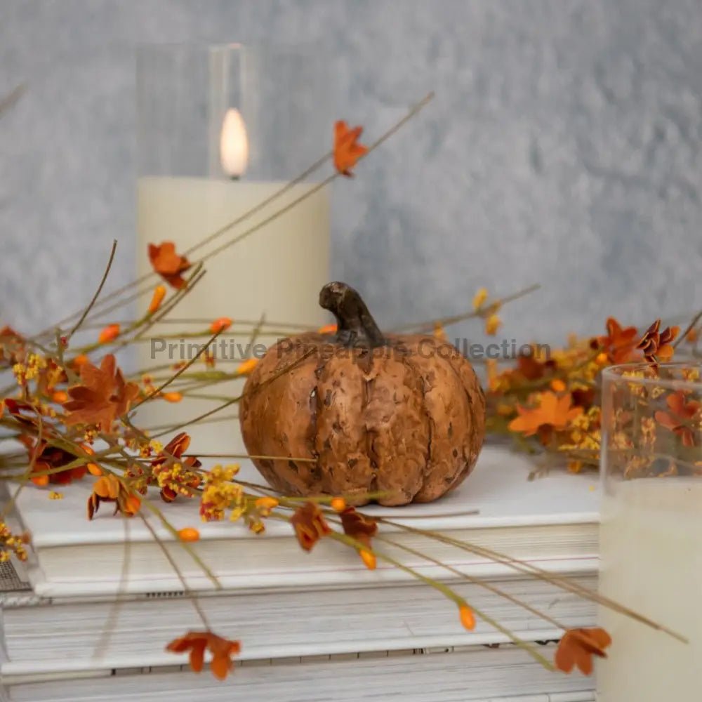 Ragon House Halloween Fall 2.75" Terra Cotta Short Pumpkin - The Primitive Pineapple Collection