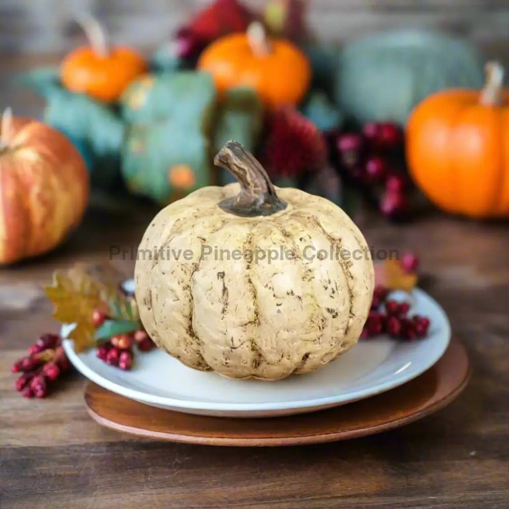 Ragon House Halloween Fall 2.75"White Short Pumpkin - The Primitive Pineapple Collection