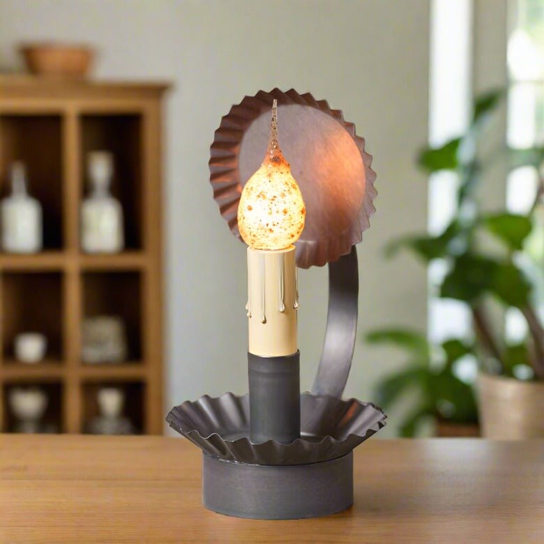 Primitive/Farmhouse Cabin Chamberstick Accent Light Kettle Black Tin - The Primitive Pineapple Collection