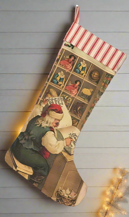Primitive Christmas Vintage Santa Stockings 17&quot; - The Primitive Pineapple Collection