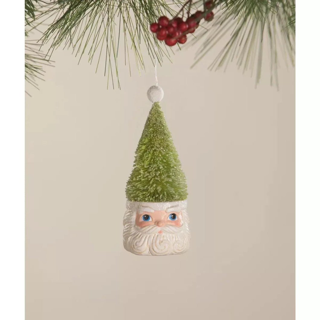 Bethany Lowe Christmas Santa GREEN Bottle Brush Tree Ornament TL2368 - The Primitive Pineapple Collection
