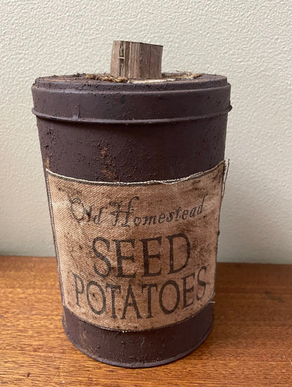 Primitive Handcrafted Homestead Seed Potato Tin