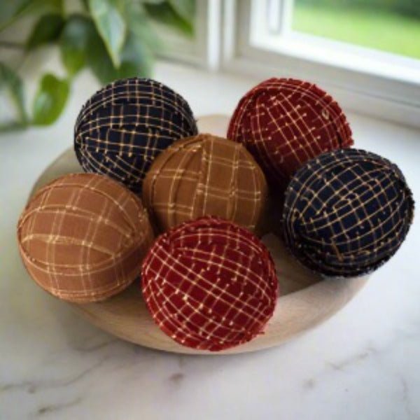 Primitive/Country 6 pc 1.5" Small Farmhouse Rag Balls Bowl Filler - The Primitive Pineapple Collection