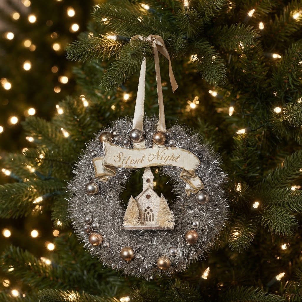 Bethany Lowe Peaceful Christmas Wreath Ornament, 6.5" - The Primitive Pineapple Collection