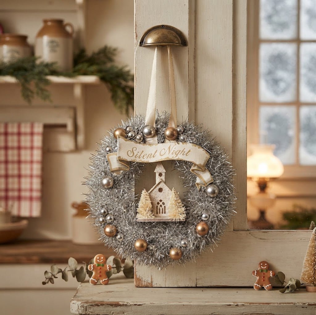 Bethany Lowe Peaceful Christmas Wreath Ornament, 6.5" - The Primitive Pineapple Collection
