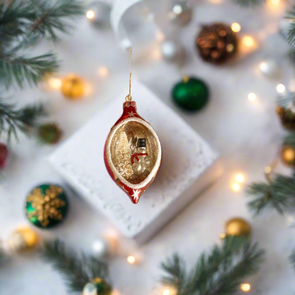 Ragon House Christmas Snowman Diorama Ornament - The Primitive Pineapple Collection