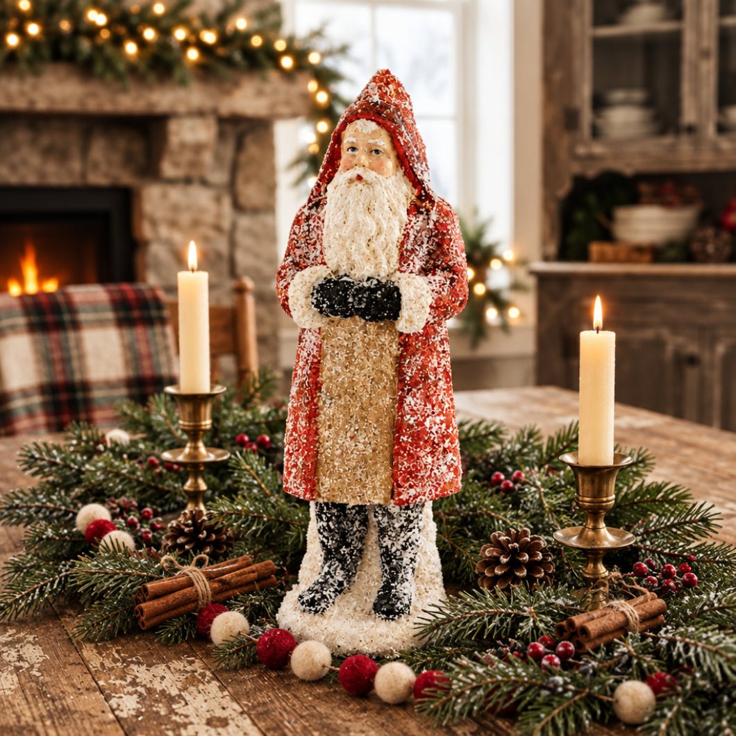 Primitive Vintage Look Christmas 8" Resin Sugared Santa Figurine 3 Styles - The Primitive Pineapple Collection