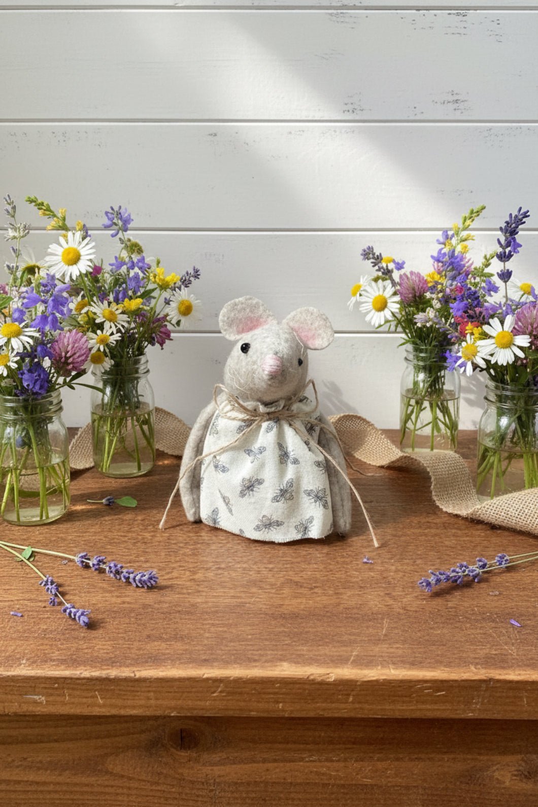 Handcrafted Sweet Mouse w/ Bee Dress - The Primitive Pineapple Collection